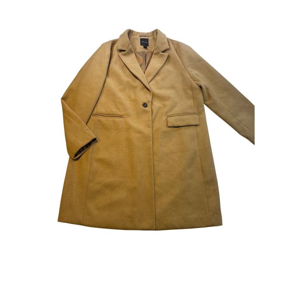 New Look Womens Camel Tan Single Button Overcoat Jacket Size US 14